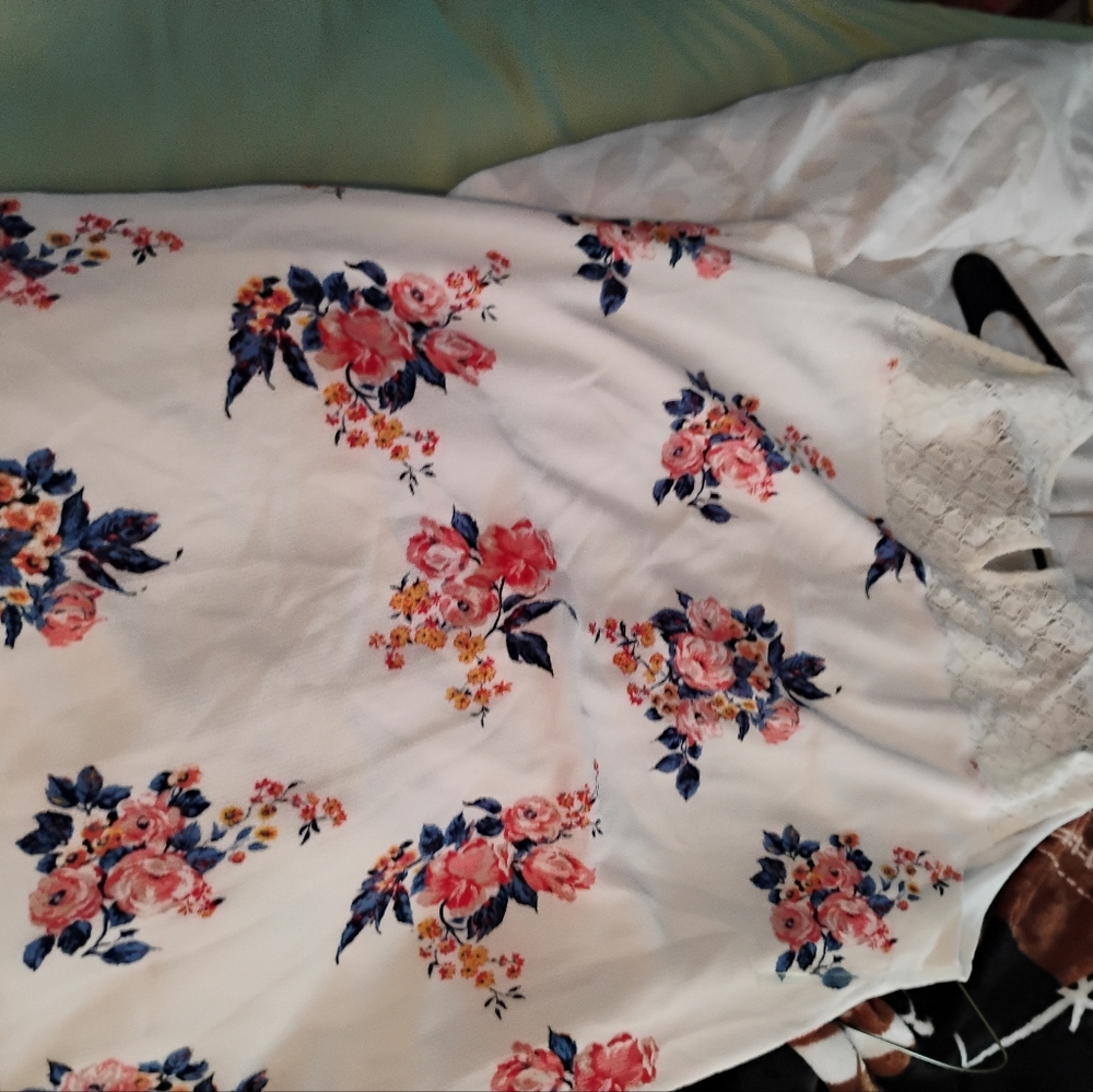 Lily Rose White Duvet Cover with Pink and Blue Floral Design